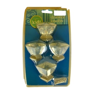 Cambria Kidz Princess kastladeknoppen 4 gefacetteerde helder acryl Bling Glam