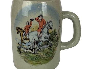 Vintage Beer Stein English Fox Hunt Stoneware Mug Barware Man Cave Decor