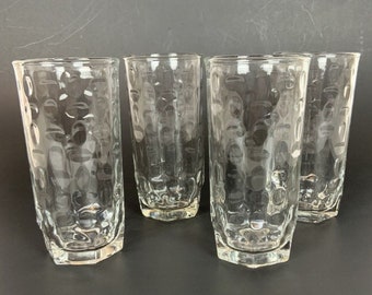 Libbey Crisa 8 oz Juice Glasses Set of 4 Clear Dimpled Tumblers Vintage