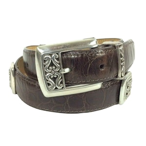 Brighton Concho Belt Size Small Brown Textured Leather Made In USA