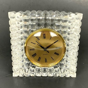 Illusions 24% Full Lead Crystal Quartz Clock Made In Czech Republic With Box
