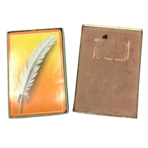Mazzo di carte da gioco vintage, carte da scambio, White Feather Orange Crafts, riciclabili, da collezione