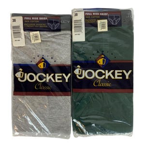 Vintage Jockey Classic Mens Full Rise Briefs 2 Pair 38 Light Gray Green 1996