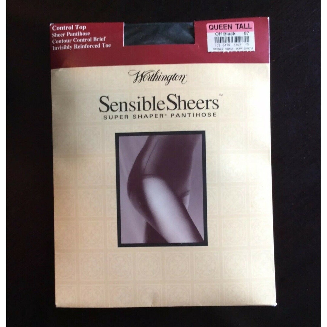 Jcpenney Worthington Sheer Pantyhose Queen Tall off Black Control Top