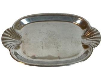 Wilton Armetale Scallop Handle Serving Tray 13 inch Oval Pewter Bruce Fox