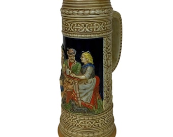 Ceramarte Senior Grande Ceramic Beer Stein CS6 Bavarian Scene Vtg 1977 Brasile