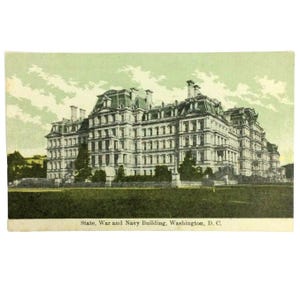Cartolina d'epoca di Washington DC, edificio della Marina e della Guerra dello Stato, primi anni del 1900, materiale effimero
