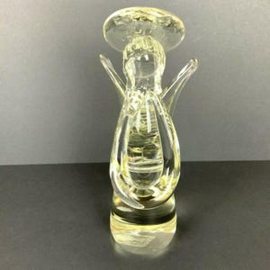 Art Glass Angel Figurine Clear Halo Detailed Wings Hair Religious Inspirational