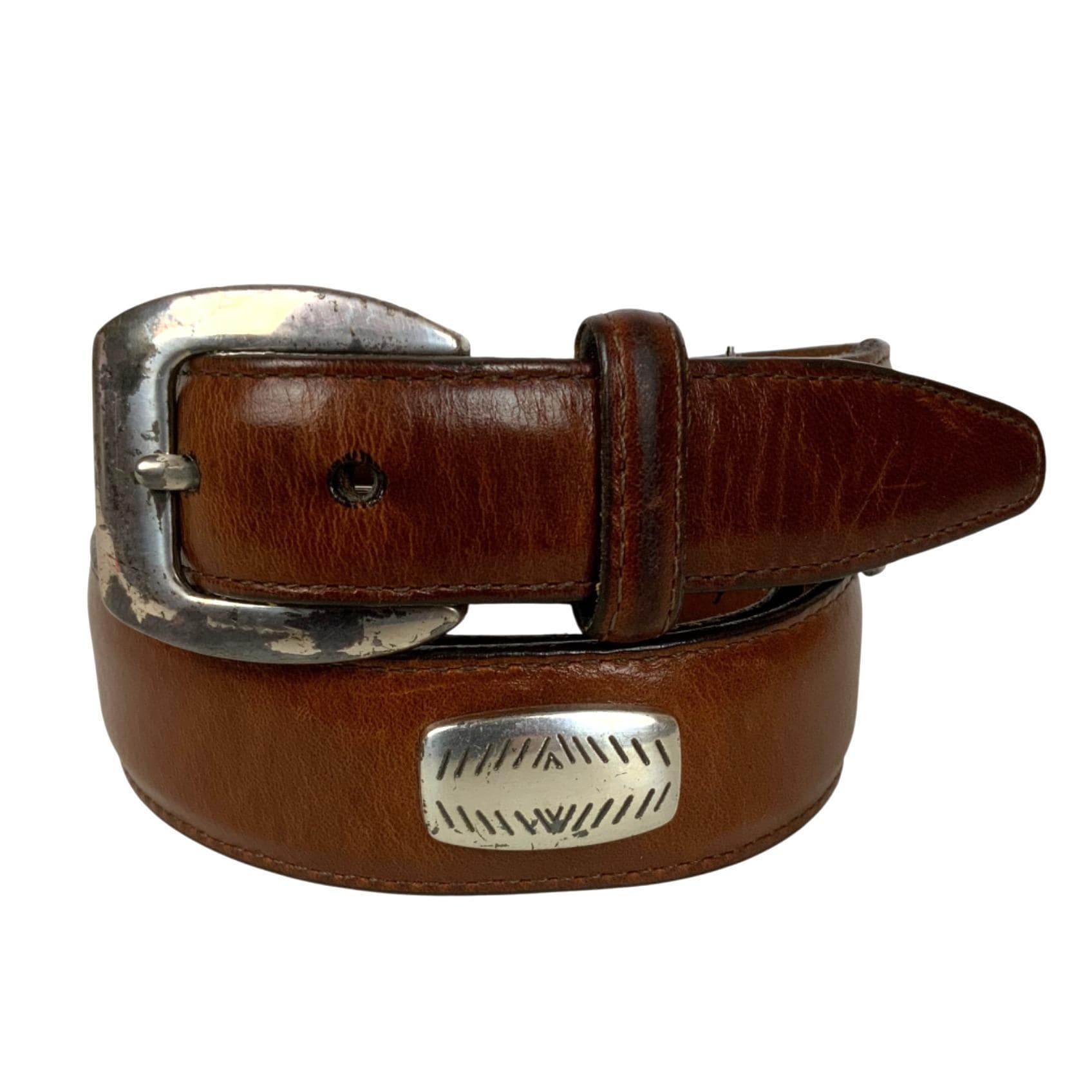 Vintage Brown Leather Concho Belt - Etsy display picture 3