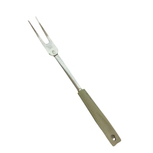 Ekco Meat Carving Fork Avocado Green Handle Chromium Plated Vtg Made In USA