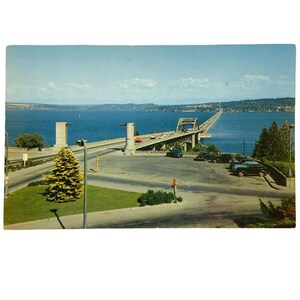 Carte postale pont flottant du lac Washington Seattle Washington Kodachrome 1959