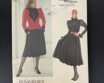 Vogue Yves Saint Laurent Kleid Gr. 10 Designer Schnittmuster 1196 UNCUT