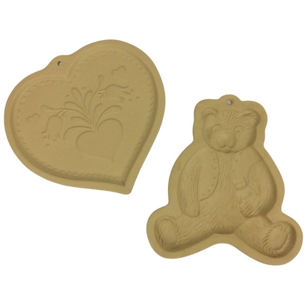 Brown Bag Cookie Art Molds Set Of 2 Teddy Bear Baby Bear Tulip Heart