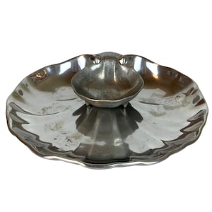 Wilton Armetale Clam Shell 2-Piece Chip & Dip Server Shiny Pewter Large