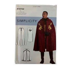 以下が含まれることがあります： コスチューム用のSimplicity裁縫パターンR10722。このパターンには、ドラゴンまたは鹿のデザインのフード付きケープを作るための手順が含まれています。このパターンはワンサイズです。
