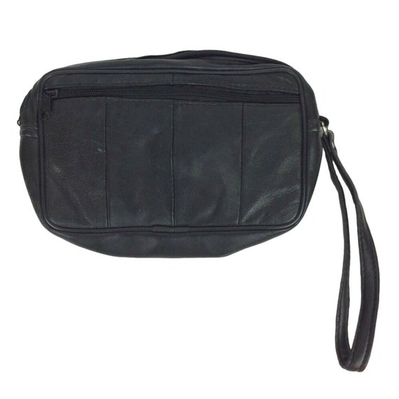 Large Fanny Pack Bum Bag Black Faux Vegan Leather… - image 5