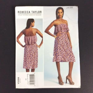 Rebecca Taylor Vogue V1299 Sewing Pattern Off-Shoulder Ruffle Dress Sizes 12-20