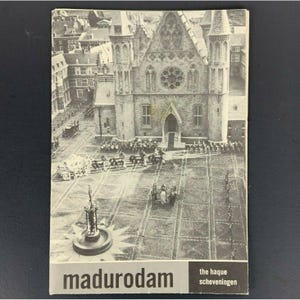 Carte touristique couleur Madurodam La Haye Scheveningen, souvenir de voyage, vintage des années 1960