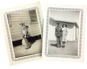Vintage WWII Soldier & Couple Photos With Elko Frames 1940s Ephemera