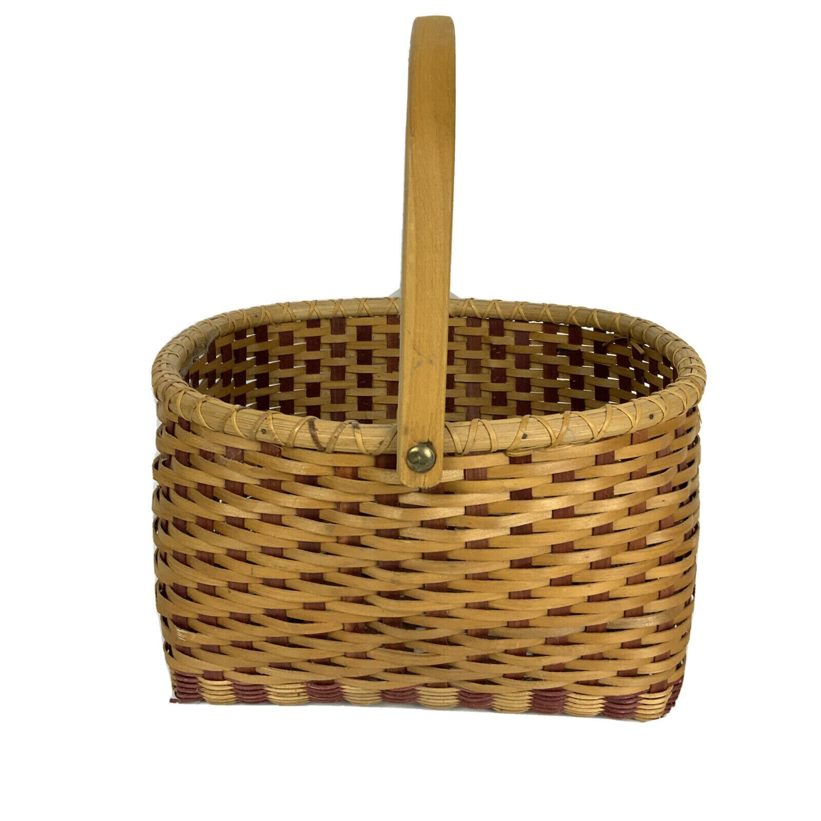 Wicker Vegetable Gathering Basket Red Brown Handled Storage Etsy España