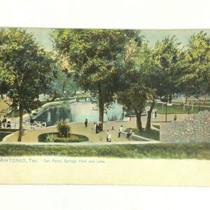 Postal de San Antonio, Texas, Parque San Pedro Springs, vintage, coloreada a mano, sin pegar, década de 1900