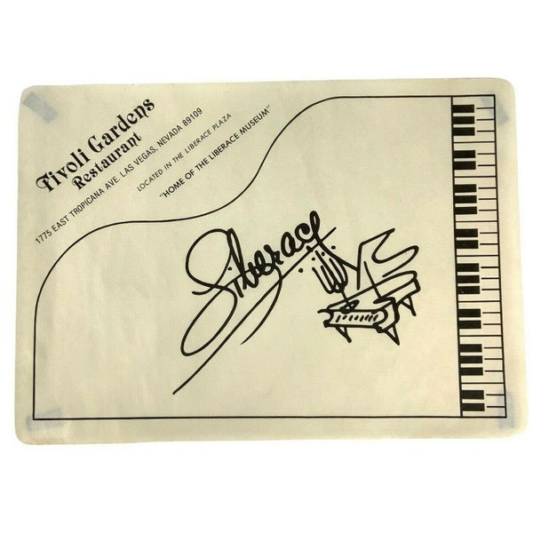 Liberace Tivoli Gardens Restaurant Paper Placemats Las Vegas NV Piano Keys 1980s