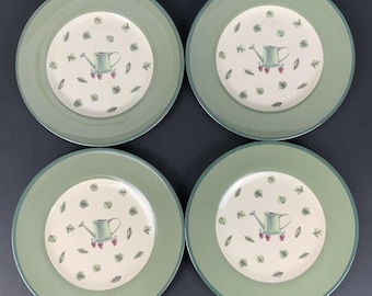 Pfaltzgraff Melamine Garden Watering Can Salad Plates Set of 4 Durable