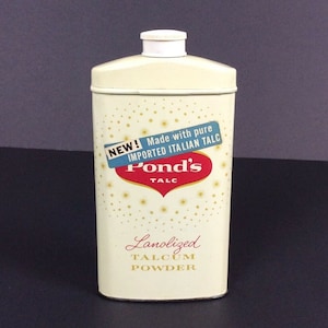 Ponds Talc Lanolized Talcum Powder EMPTY Advertising Tin Cheseborough Ponds 50s