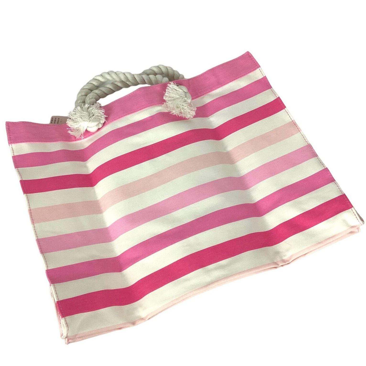 Victorias Secret Pink & White Striped Canvas Tote Bag - Etsy