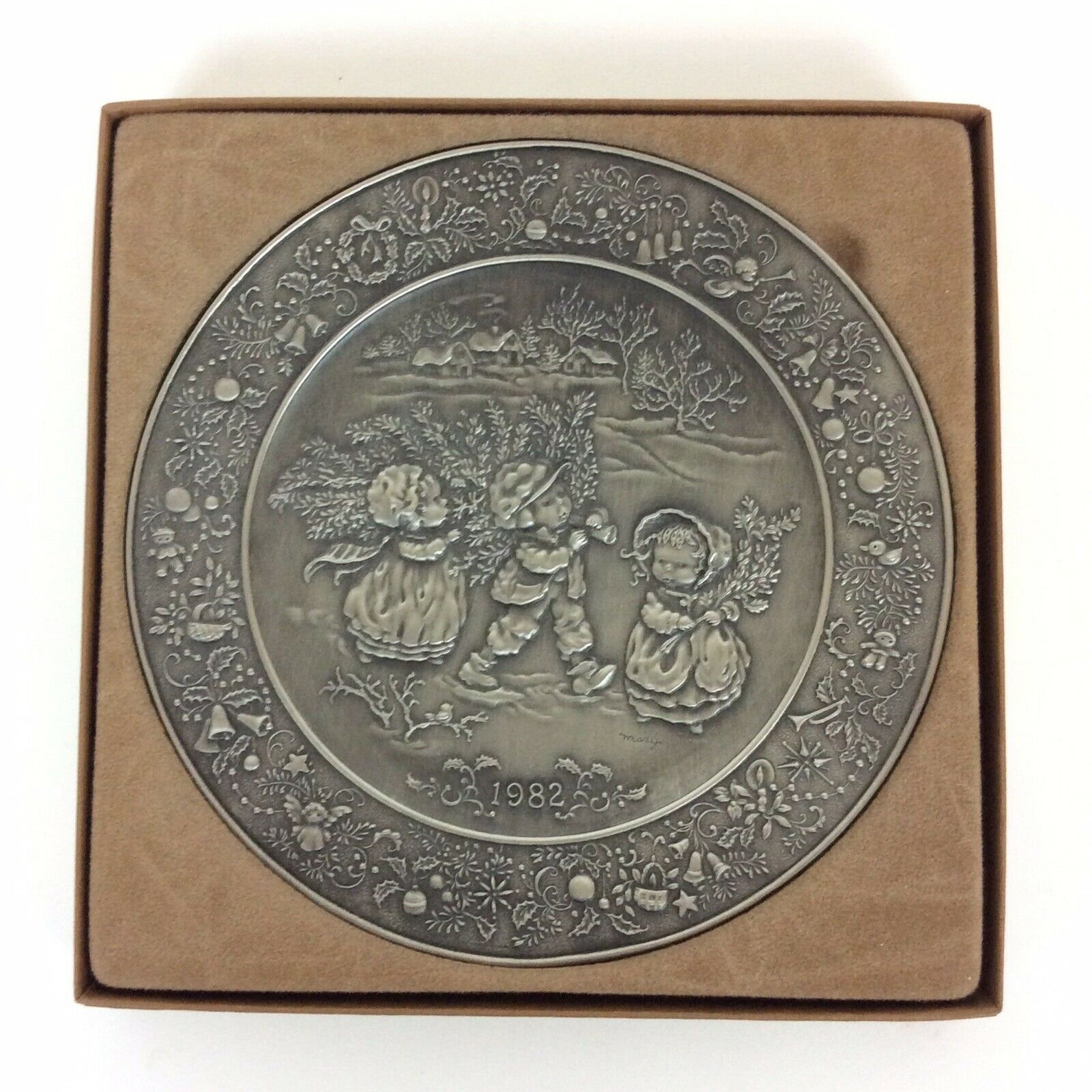 Hallmark Little Gallery Pewter Lot Of 6 Christmas Plates Etsy