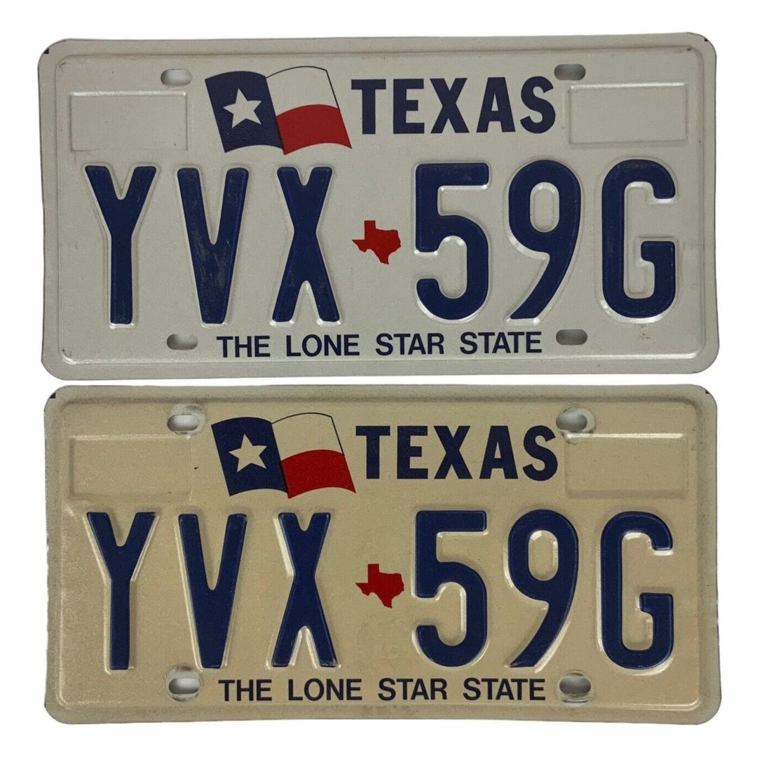Texas Retired License Plate Pair YVX 59G Lone State State Etsy