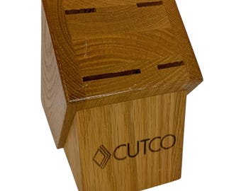 Cutco Honey Oak Wood 4-Slot Knife Block Kitchen Storage Organizer Made in USA