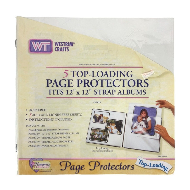 Westrim Crafts 5 Top Loading Page Protectors 12x12 Strap Hinge Etsy