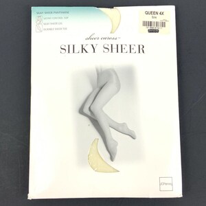 JCPenney Sheer Caress Pantyhose Queen 4X Bone Ivory Control Top Sheer Toe