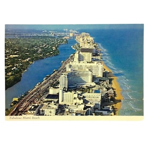 Miami Beach Florida Vista aérea Indian Creek Océano Atlántico Postal No publicado