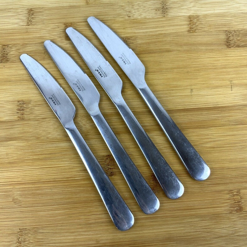 IKEA Dragon 4 Dinner Knives Glossy Stainless Steel Tips up Etsy