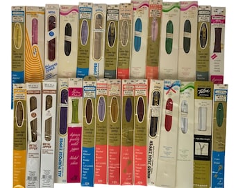 Vintage Lot of 29 Metal Zippers Assorted Lengths and Colors Talon Coats