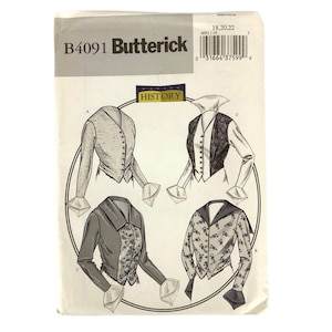 Patrón de costura Butterick 4091, blusa vasca de 1914, talla 18-22, para teatro, sin cortar