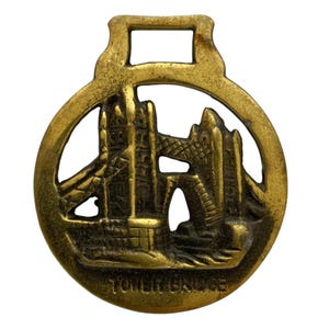Vintage Brass Horse Harness Medallion Tower Bridge England Collectible Decor
