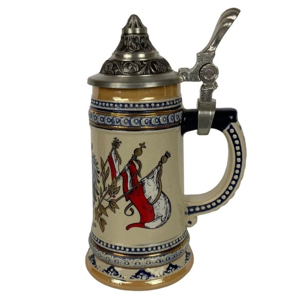 Mini Beer Stein Osterreich Austria Shield Crest Flags Collectible Souvenir