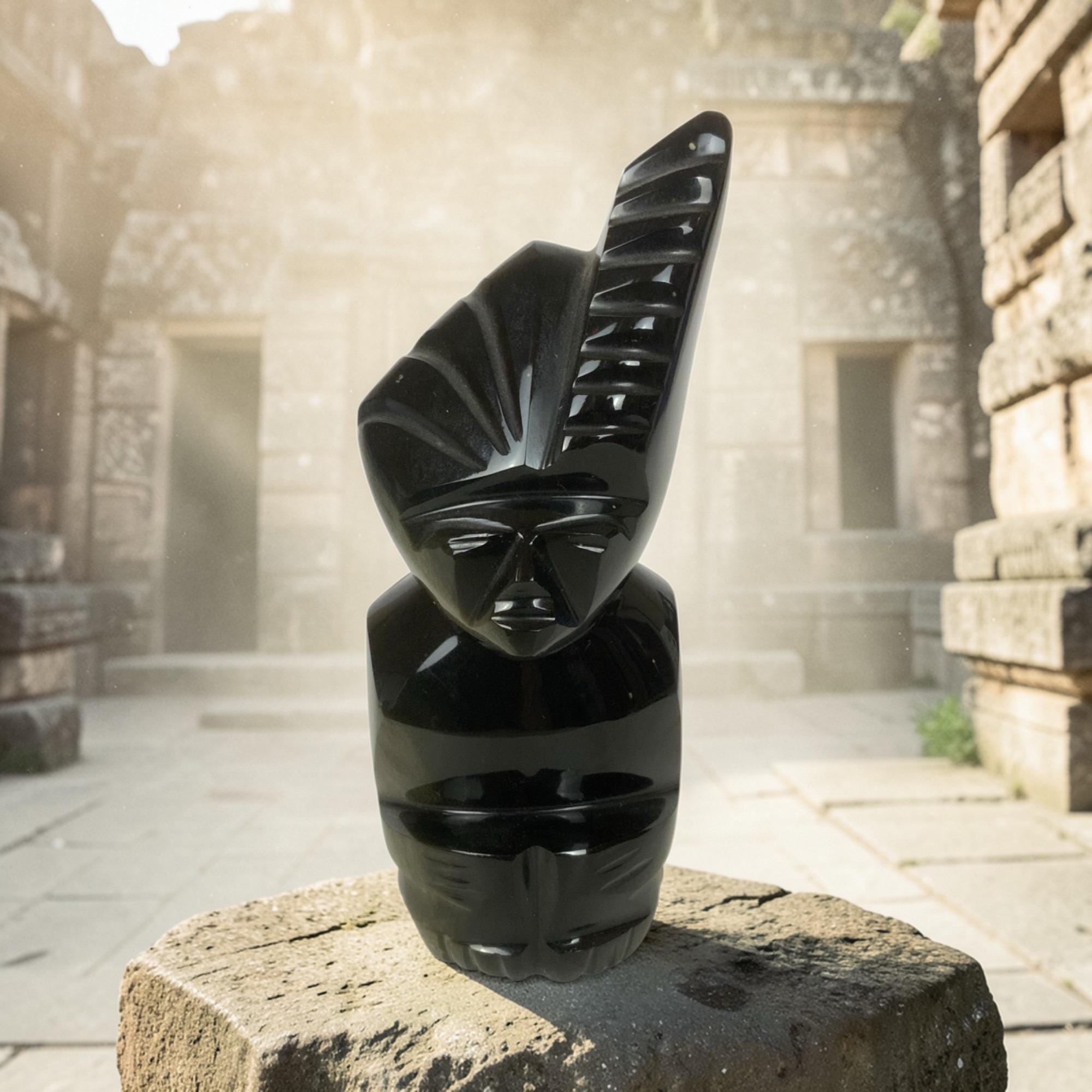 黒いオブシディアンの置物 Aztec Black Obsidian Statue - Etsy