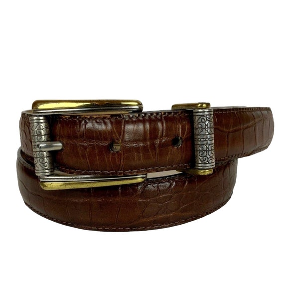 Talbots Womens Belt Size Medium Brown Croco Textured Leather  display picture 3