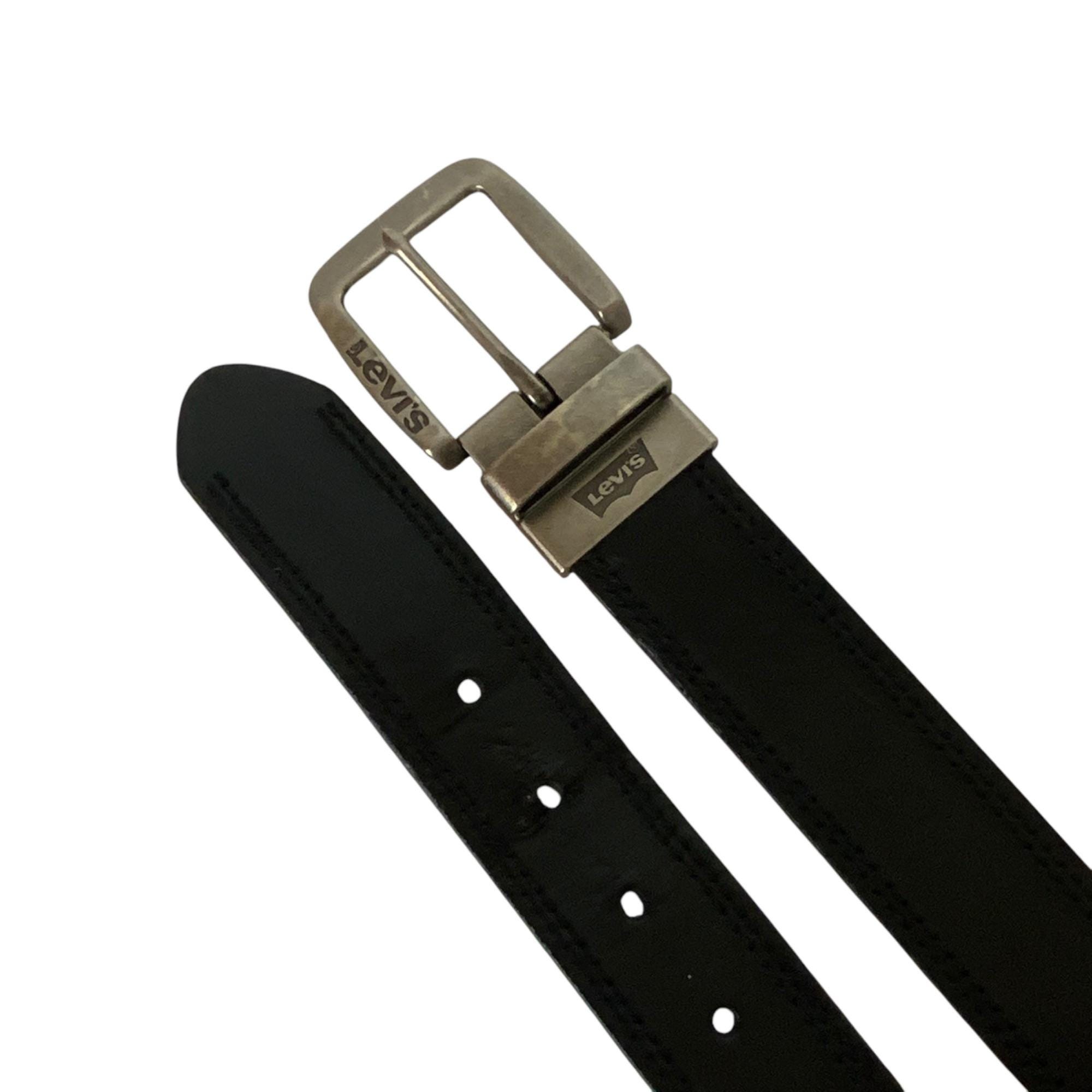 Levis Mens Black Synthetic Leather Belt With Silver Buckle  display picture 1