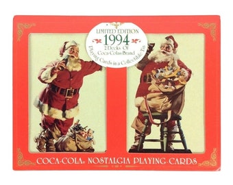 Coca Cola Santa Claus Playing Cards Double Deck Collectible Tin Ltd Edition 1994