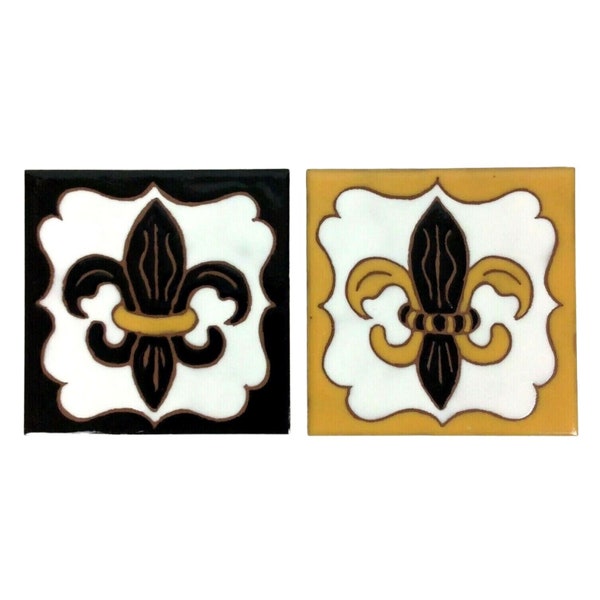 Ceramic Tiles Fleur De Lis New Orleans Saints Trivets Jennifer Roche Black Gold