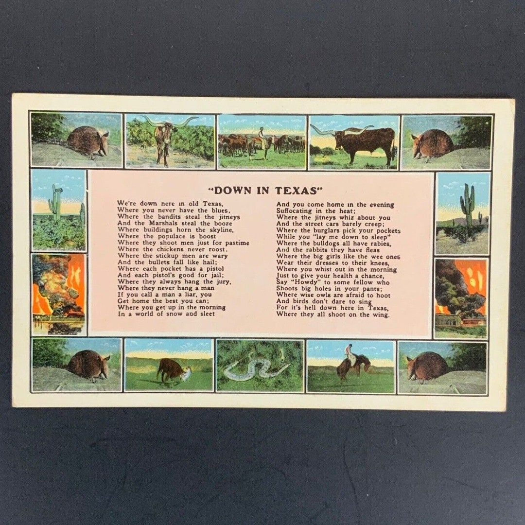 Down in Texas Poem Multiview Postcard EC Knopp Co Vintage 1930s Etsy