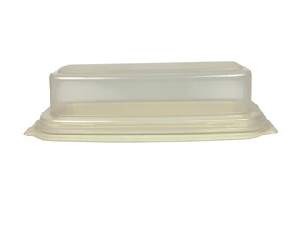 Burriera rettangolare in plastica Rubbermaid con coperchio, trasparente e color crema, codice 04772