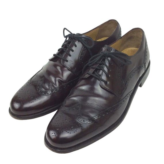 Cole Haan Mens Burgundy Leather Wingtip Oxford Shoes Size  display picture 1