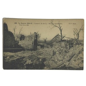 Consequências da Primeira Guerra Mundial Paris França 1914-15 RPPC Cartão postal Casas bombardeadas não postadas