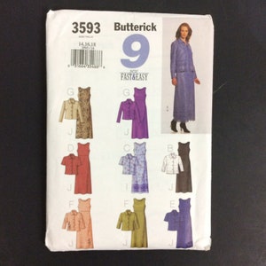 Butterick Pattern 3593 Misses & Misses Petite Dress Jacket Size 14 16 18 Uncut